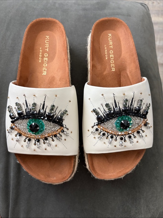 Kurt Geiger Shoes - Kurt Geiger London Kensington Eye Flatform Sandals – Bone Leather